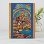Noah's Ark gebrandschilderd glas look platte kaart (Staand voorkant)