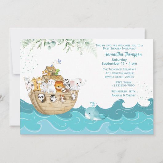 Noah's Ark Genderneutraal Baby shower Kaart (Voorkant)