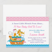 Noah's Ark Girl Baby shower Uitnodiging 5x7 Kaart (Voorkant / Achterkant)