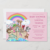Noah's Ark Girls Baby shower Uitnodiging (Voorkant)