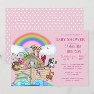 Noah's Ark Girls Baby shower Uitnodiging