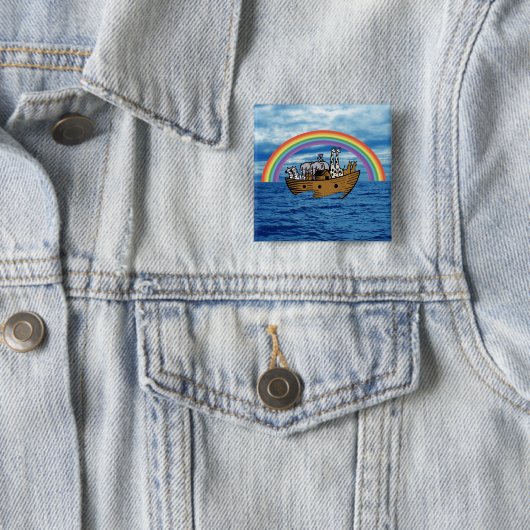 Noah's Ark - Gods regenboogconvenant Vierkante Button 5,1 Cm (In situ)