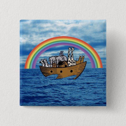 Noah's Ark - Gods regenboogconvenant Vierkante Button 5,1 Cm (Voorkant)