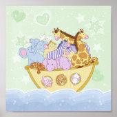 Noah's Ark Green Nursery Poster Print (Voorkant)