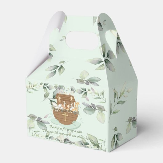 Noah's Ark Green Verjaardag Doop doop doop Bedankdoosjes (Achterkant)