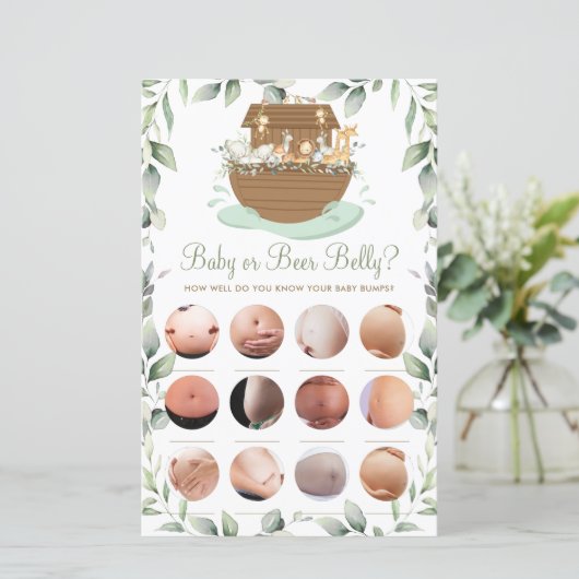 Noah's Ark Greenery Baby of Beer Belly Game (Staand voorkant)