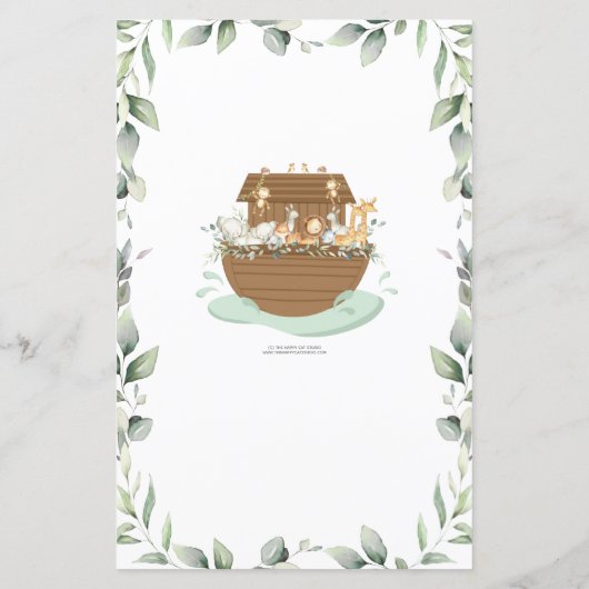 Noah's Ark Greenery Baby of Beer Belly Game (Achterkant)