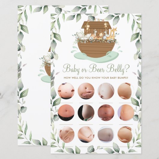 Noah's Ark Greenery Baby of Beer Belly Game (Voorkant / Achterkant)