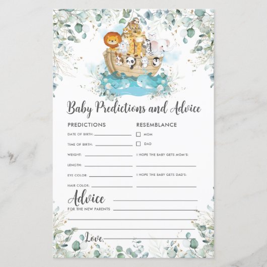 Noah's Ark Greenery Baby Predictions & Advice (Voorkant)