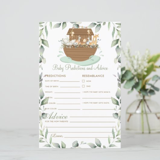 Noah's Ark Greenery Baby Predictions and Advice (Staand voorkant)