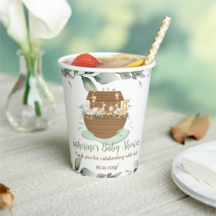 Noah's Ark Greenery Baby shower Baptism Birthday Papieren Bekers