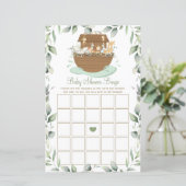 Noah's Ark Greenery Baby shower Bingo Game (Staand voorkant)
