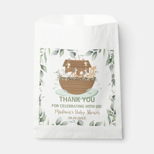 Noah's Ark Greenery Baby shower Birthday Baptism Bedankzakje (Voorkant)