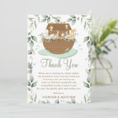 Noah's Ark Greenery Baby shower Gender Neutral Bedankkaart (Staand voorkant)
