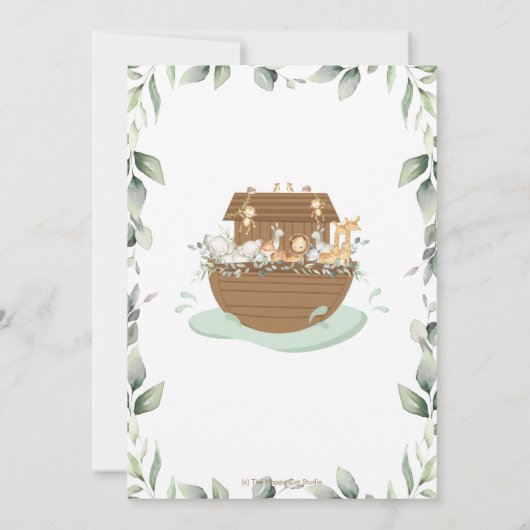 Noah's Ark Greenery Baby shower Gender Neutral Bedankkaart (Achterkant)