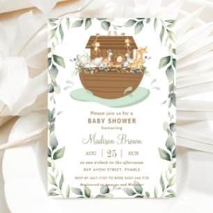Noah's Ark Greenery Baby shower Gender Neutral Kaart