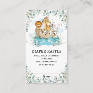 Noah's Ark Greenery Baby shower Luier Raffle Informatiekaartje