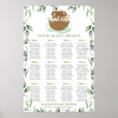 Noah's Ark Greenery Baby shower Seating Chart Poster (Voorkant)