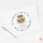 Noah's Ark Greenery Baptism Christening Birthday Ronde Sticker (Envelop)