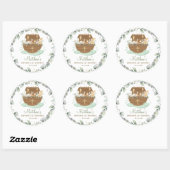 Noah's Ark Greenery Baptism Christening Birthday Ronde Sticker (Vel)