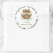 Noah's Ark Greenery Baptism Christening Birthday Ronde Sticker (Tas)
