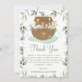 Noah's Ark Greenery Baptism Christening Neutral Bedankkaart