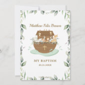 Noah's Ark Greenery Baptism Christening Neutral Bedankkaart (Achterkant)