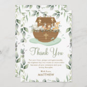 Noah's Ark Greenery Baptism Christening Neutral Bedankkaart (Voorkant / Achterkant)
