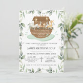 Noah's Ark Greenery Baptism Christening Neutral in Kaart (Staand voorkant)