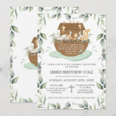 Noah's Ark Greenery Baptism Christening Neutral in Kaart (Voorkant / Achterkant)