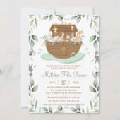 Noah's Ark Greenery Baptism Christening Neutral Kaart (Voorkant)