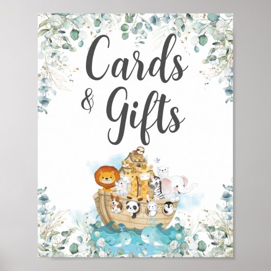 Noah's Ark Greenery Birthday Baptism Kaarten & Gif Poster (Voorkant)