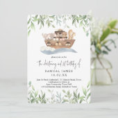 Noah's Ark Greenery Christening & 1st Birthday Kaart (Staand voorkant)