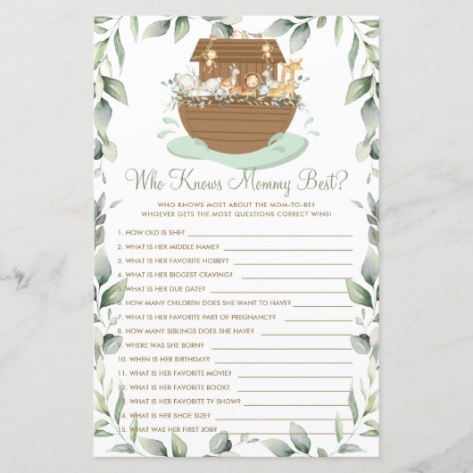 Noah's Ark Greenery die mama het beste spel kent (Voorkant)