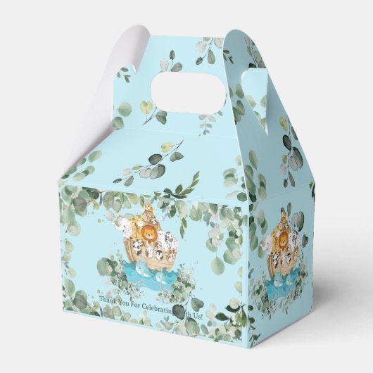 Noah's Ark Greenery doop 1e verjaardag Baby Bedankdoosjes (Achterkant)