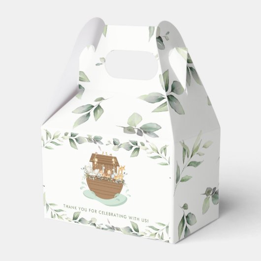 Noah's Ark Greenery Gender Neutral Baby shower Bedankdoosjes (Achterkant)