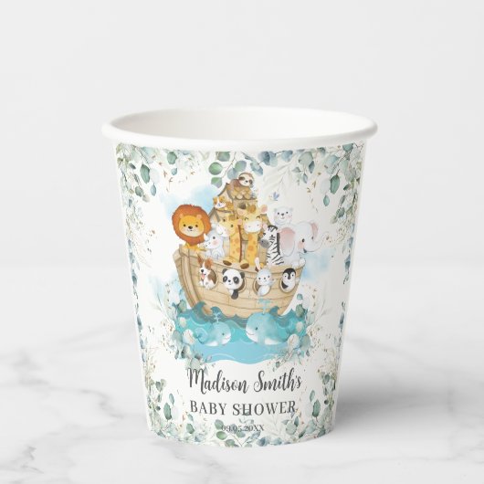 Noah's Ark Greenery Gender Neutral Baby shower Papieren Bekers (Voorkant)