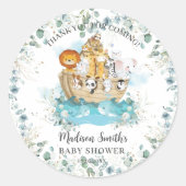 Noah's Ark Greenery Gender Neutral Baby shower Ronde Sticker (Voorkant)