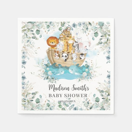 Noah's Ark Greenery Gender Neutral Baby shower Servet (Voorkant)