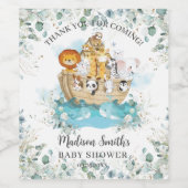 Noah's Ark Greenery Gender Neutral Baby shower Wijn Etiket (Enkel label)