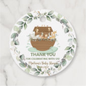 Noah's Ark Greenery Neutraal Baby shower Verjaarda Bedankjes Labels (Achterkant)