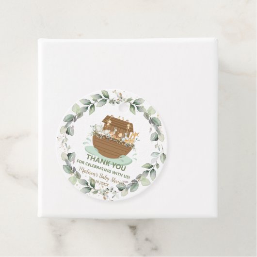 Noah's Ark Greenery Neutraal Baby shower Verjaarda Bedankjes Labels (In situ)