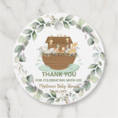Noah's Ark Greenery Neutraal Baby shower Verjaarda Bedankjes Labels (Voorkant)
