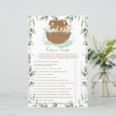 Noah's Ark Greenery over of onder Baby shower Game (Staand voorkant)