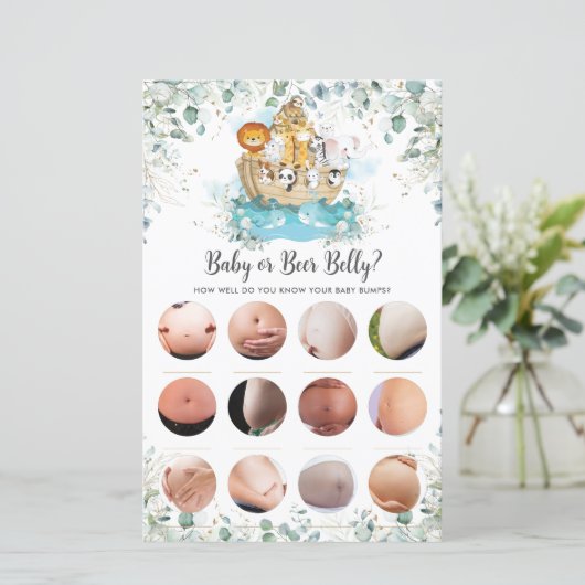 Noah's Ark Greenery Shower Baby of Beer Belly Game (Staand voorkant)