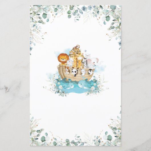 Noah's Ark Greenery Shower Baby of Beer Belly Game (Achterkant)