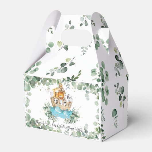 Noah's Ark groen doop 1e verjaardag Bedankdoosjes (Achterkant)
