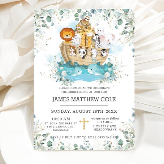 Noah's Ark groen Geslacht Neutrale doop Kaart
