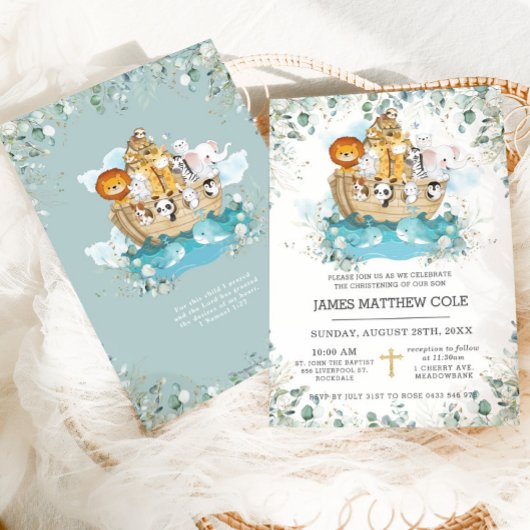 Noah's Ark groen Geslacht Neutrale doop Kaart