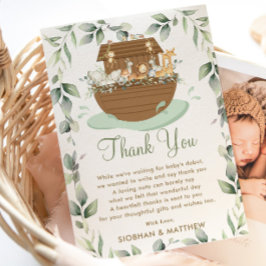 Noah's Ark Groene Baby Shower Geslacht Neutraal Bedankkaart